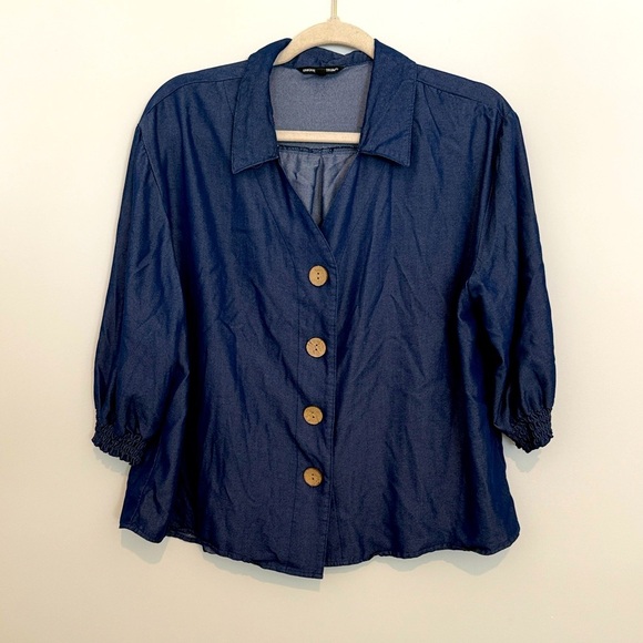 Unique Spectrum Dark Blue Button-Down Shirt Size L - Picture 1 of 7